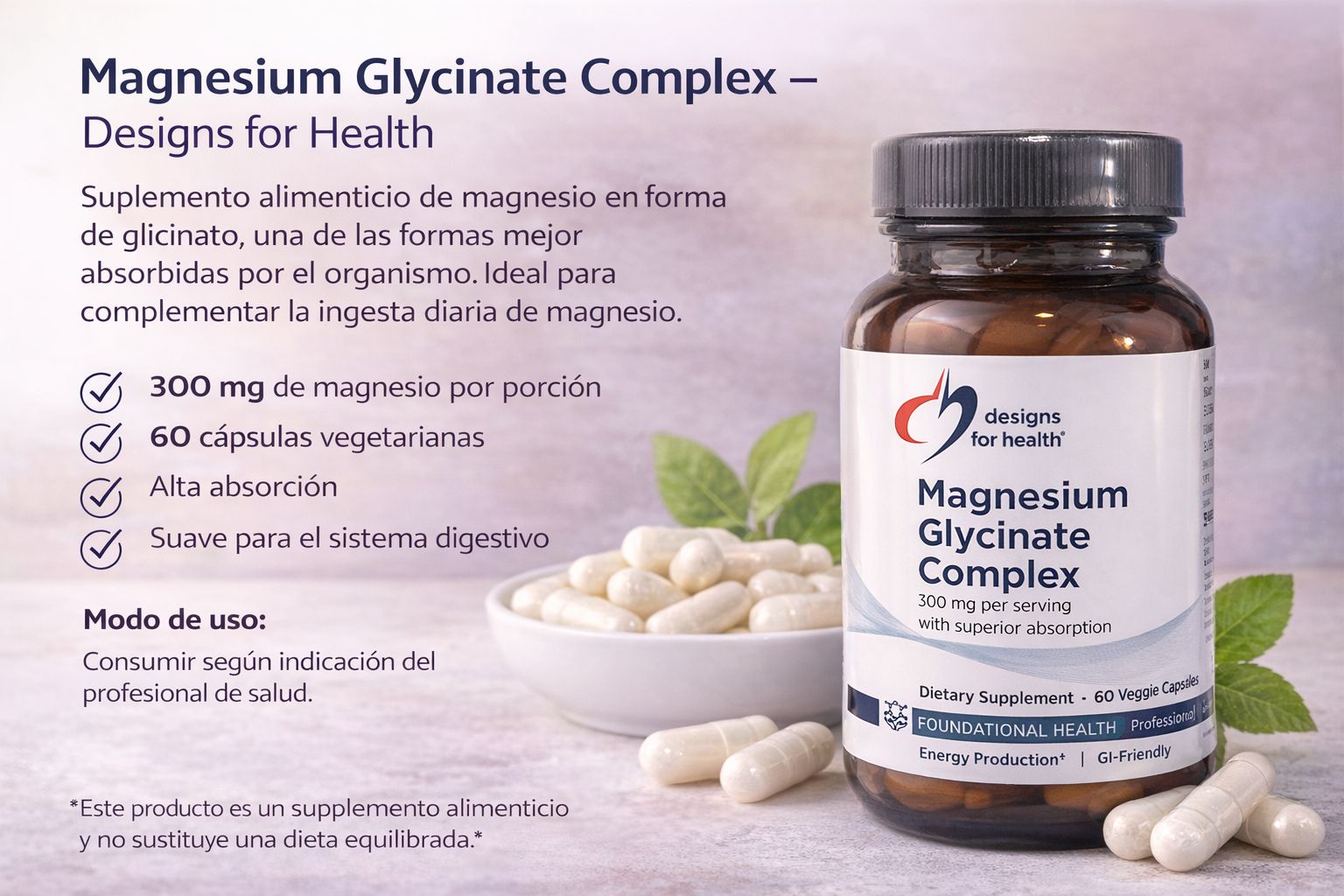 Magnesium Glycinate Complex (Designs for Health)